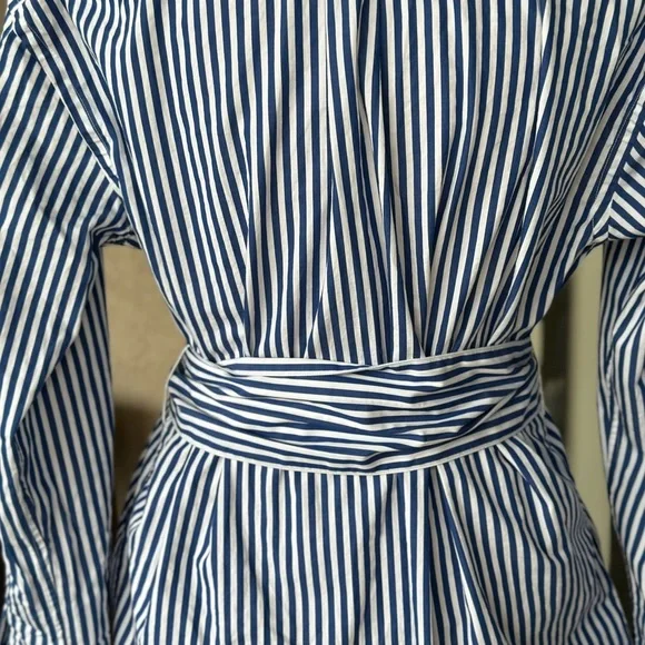 Polo by Ralph Lauren Striped Asymmetrical Shirt Dress with pockets and Patches - Picture 10 of 15